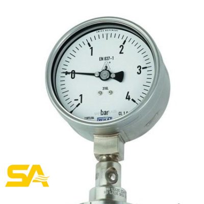 تصویر گیج فشار دیافراگمی ویکا مدل DSS22F با بدنه تمام استیل و طراحی بهداشتی، مناسب برای صنایع غذایی و دارویی.